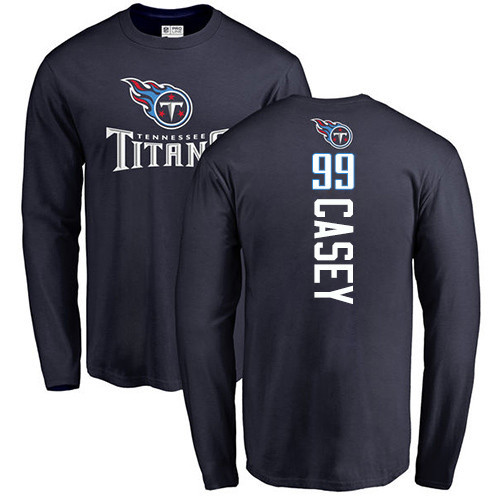 Tennessee Titans Men Navy Blue Jurrell Casey Backer NFL Football #99 Long Sleeve T Shirt->nfl t-shirts->Sports Accessory